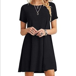 Olivia Rae size M black short sleeve A-line stretch knit  scoop neck short dress